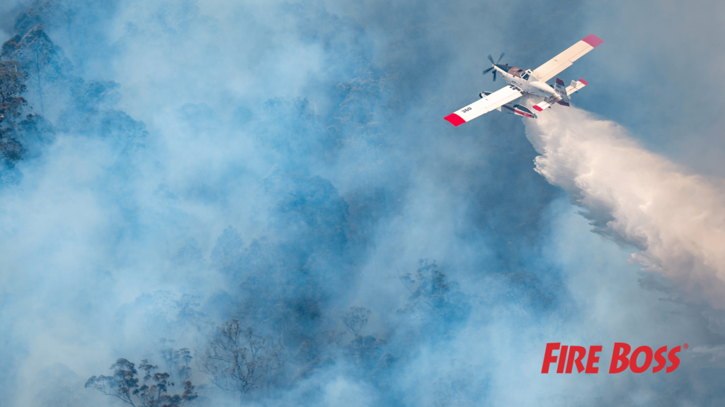 meeting background showing a Fire Boss dropping water