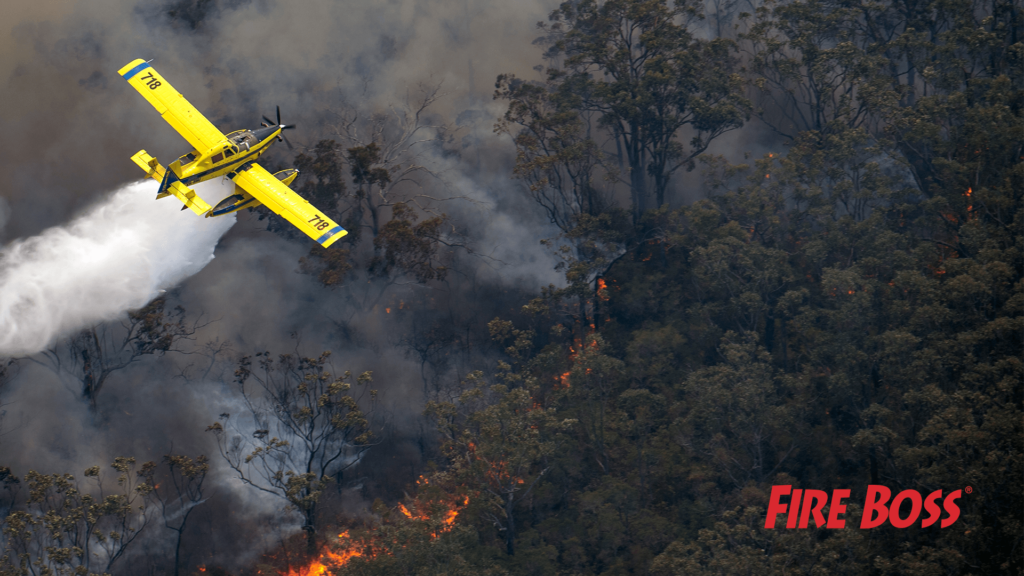 meeting background with a Fire Boss dropping water